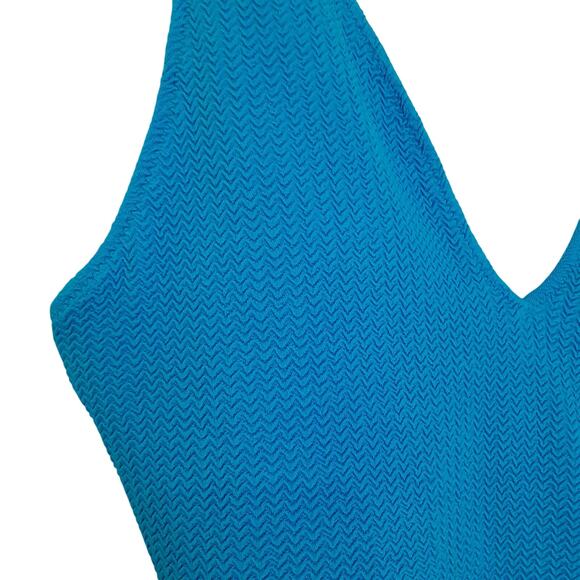 Seafolly Australia Deep V Neck One Piece Swimsuit Blue Backless Womens 10 NWT - Picture 3 of 15